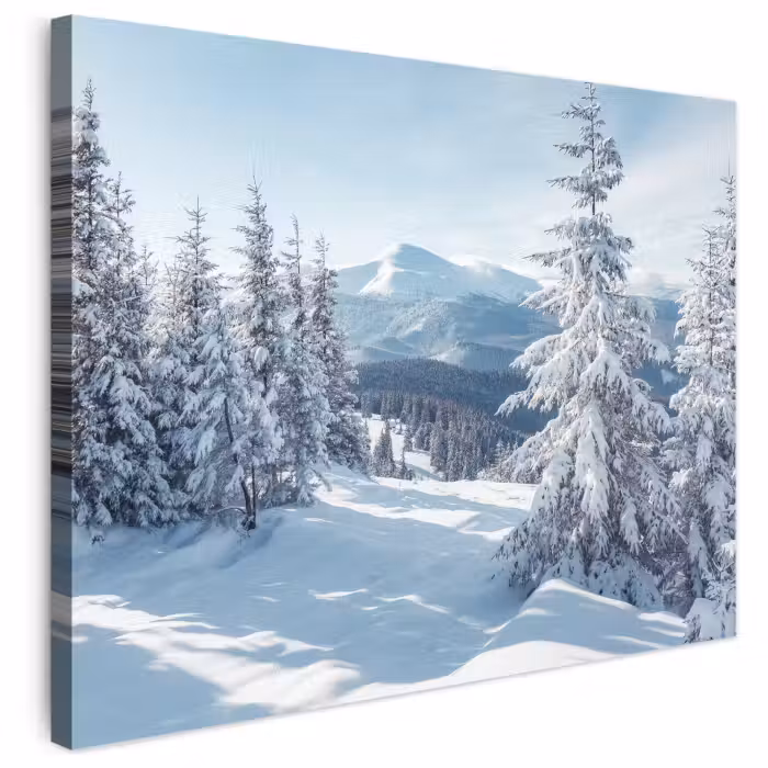 Leinwandbild - Winterlandschaft - Natur - Berge - Bäume - Schnee
