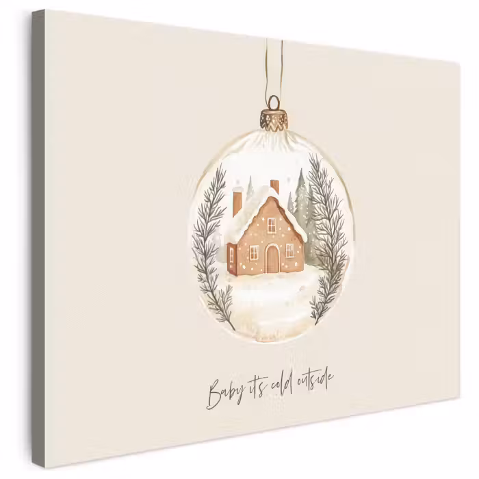 Leinwandbild - Zitat - Winter - Weihnachten - Beige - Weihnachtskugel