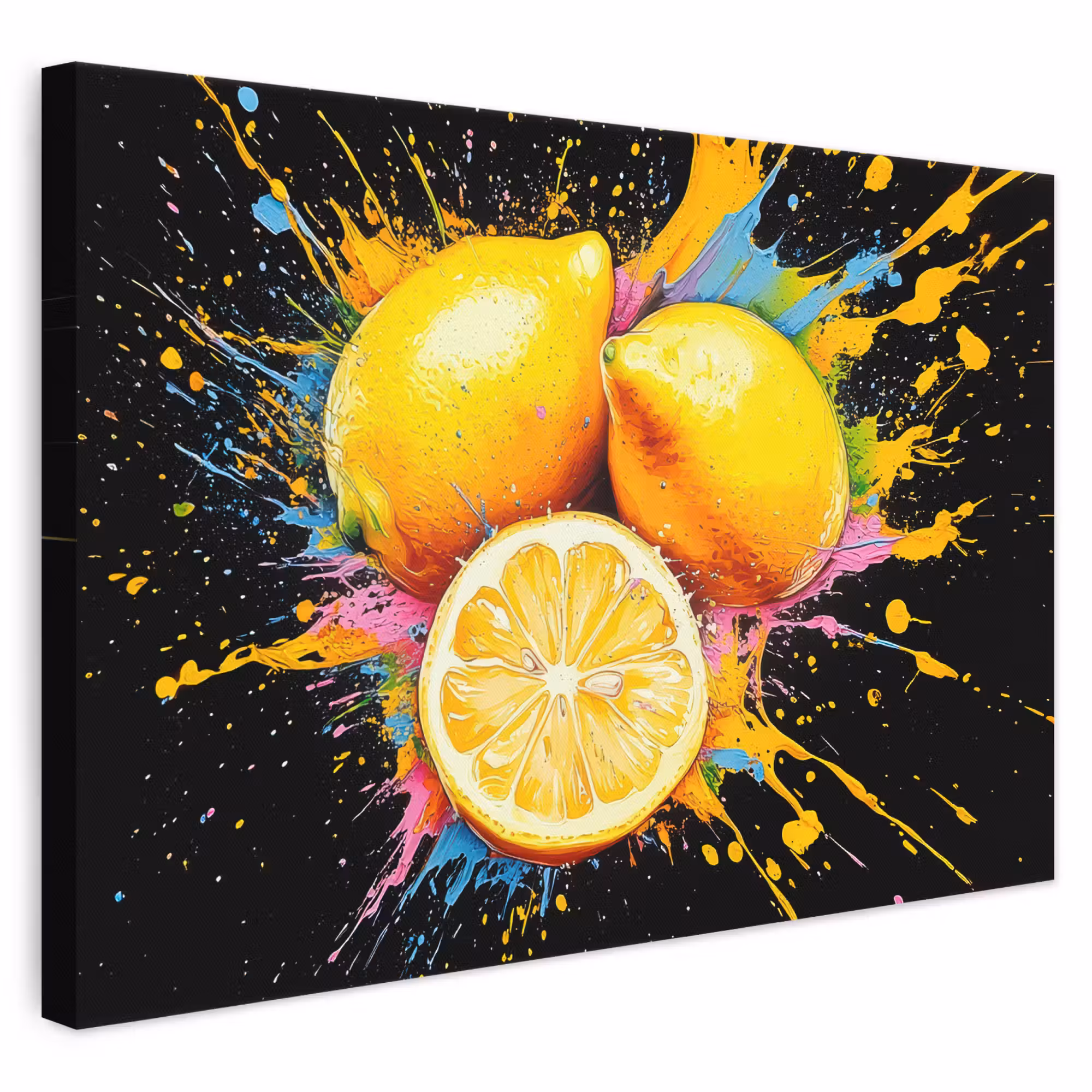 Leinwandbild - Zitrone - Graffiti - Farbenfroh - Farbe - Modern