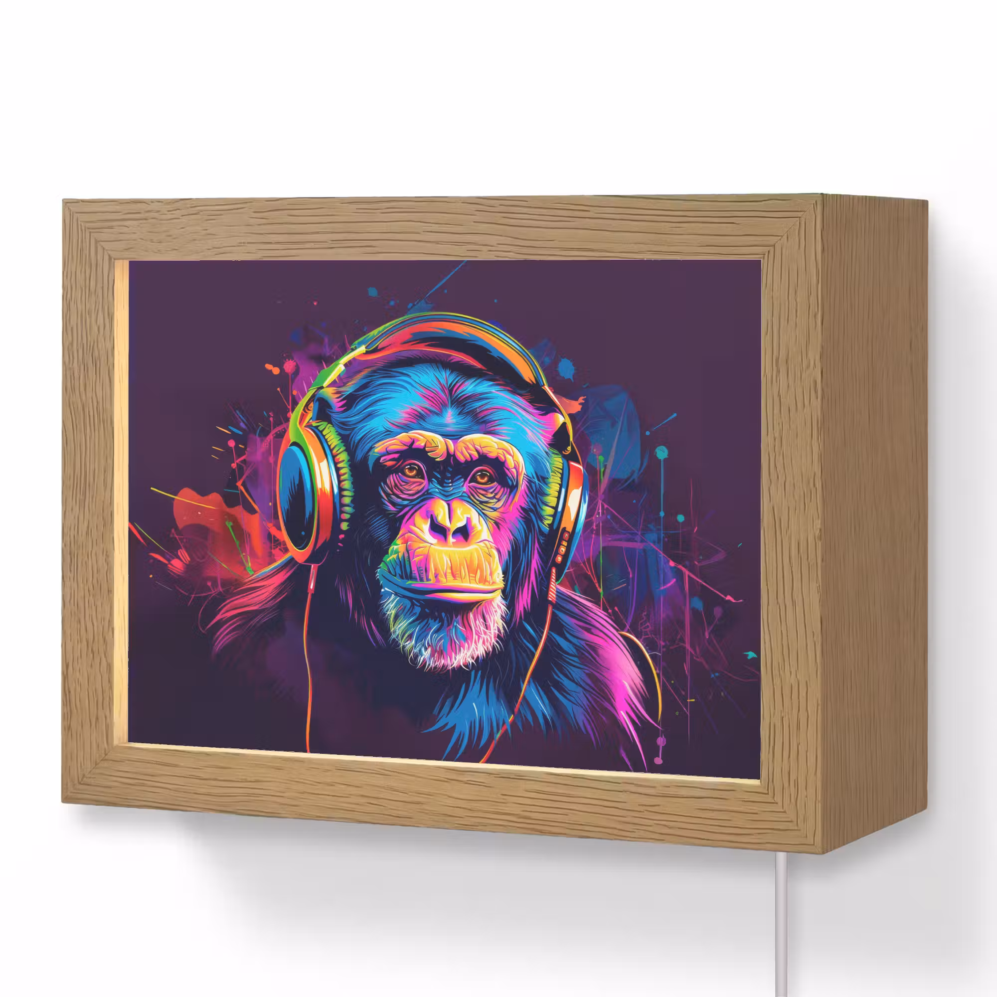 Lightbox - Wandlampe Kinderzimmer - Affe - Kopfhörer - Musik - Farbenfroh