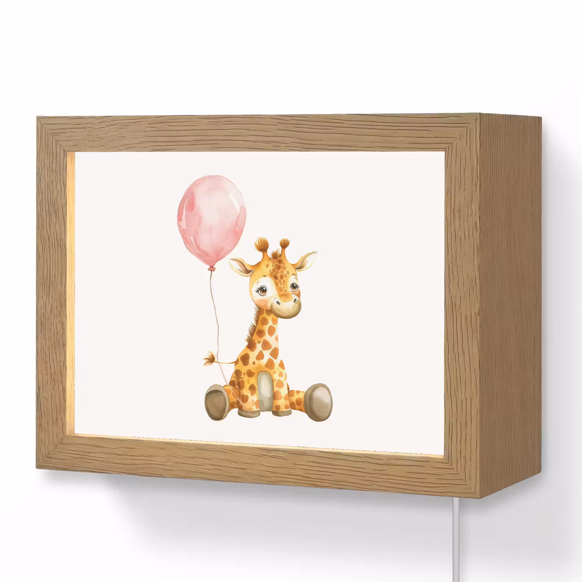 Lightbox - Wandlampe - Kinderzimmer - Giraffe - Baby - Tiere - Rosa Luftballon
