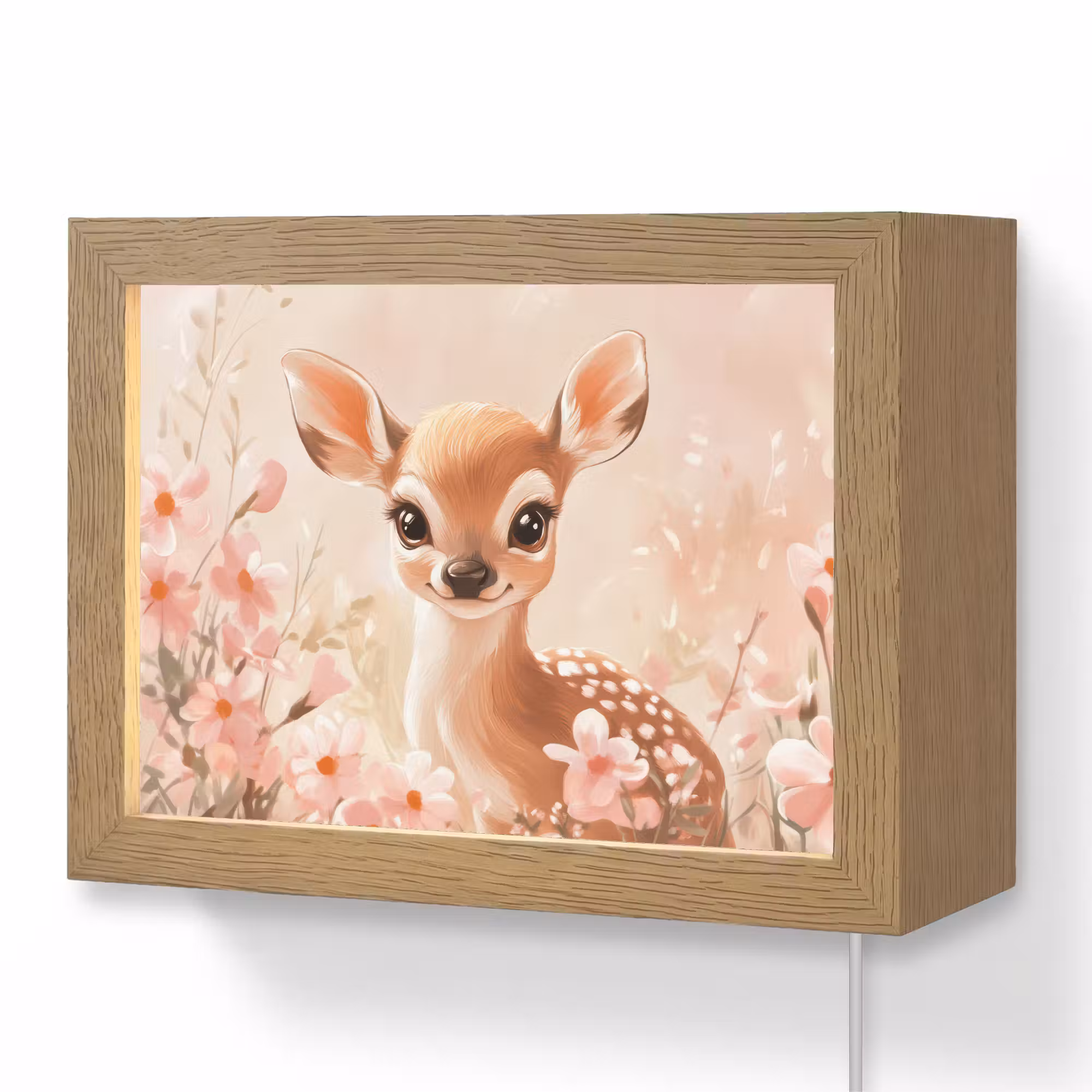 Lightbox - Wandlampe - Kinderzimmer - Hirsche - Illustration - Blumen - Rosa
