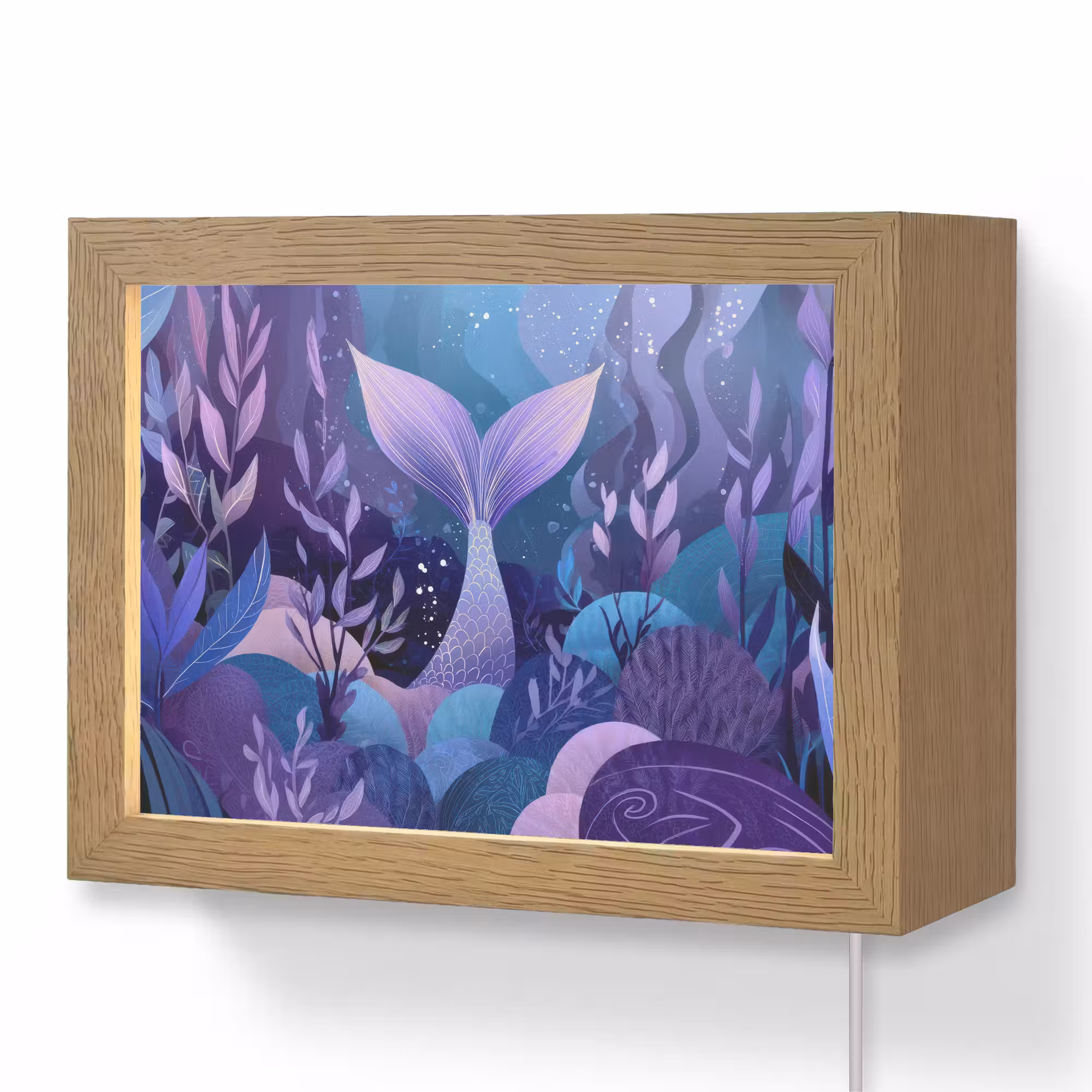 Lightbox - Wandlampe - Kinderzimmer - Meerjungfrauenschwanz - Unterwasserpflanzen - Lila - Blau