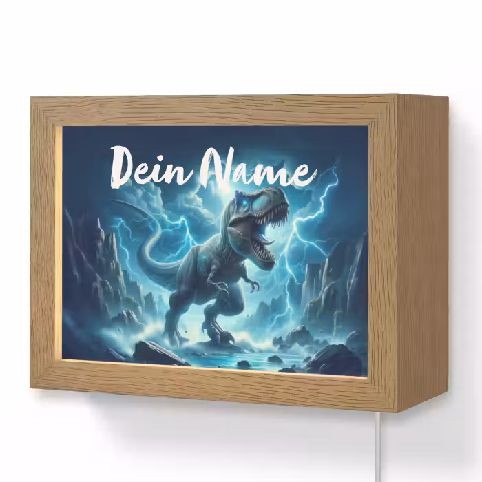 Lightbox - Wandlampe Kinderzimmer mit Namen - Dino - Blau - Jungen