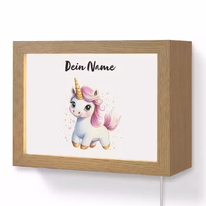 Lightbox - Wandlampe Kinderzimmer mit Namen - Einhorn - Rosa - Magie