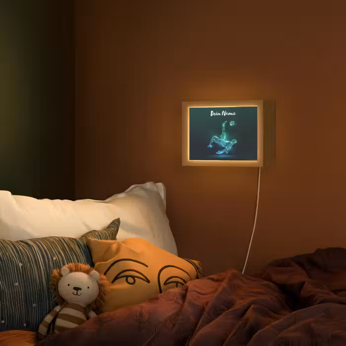 Lightbox - Wandlampe Kinderzimmer mit Namen - Fußball - Fußballer - Junge - Schwarz