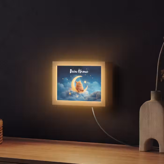 Lightbox - Wandlampe Kinderzimmer mit Namen - Stofftier - Monster - Mond - Wolken