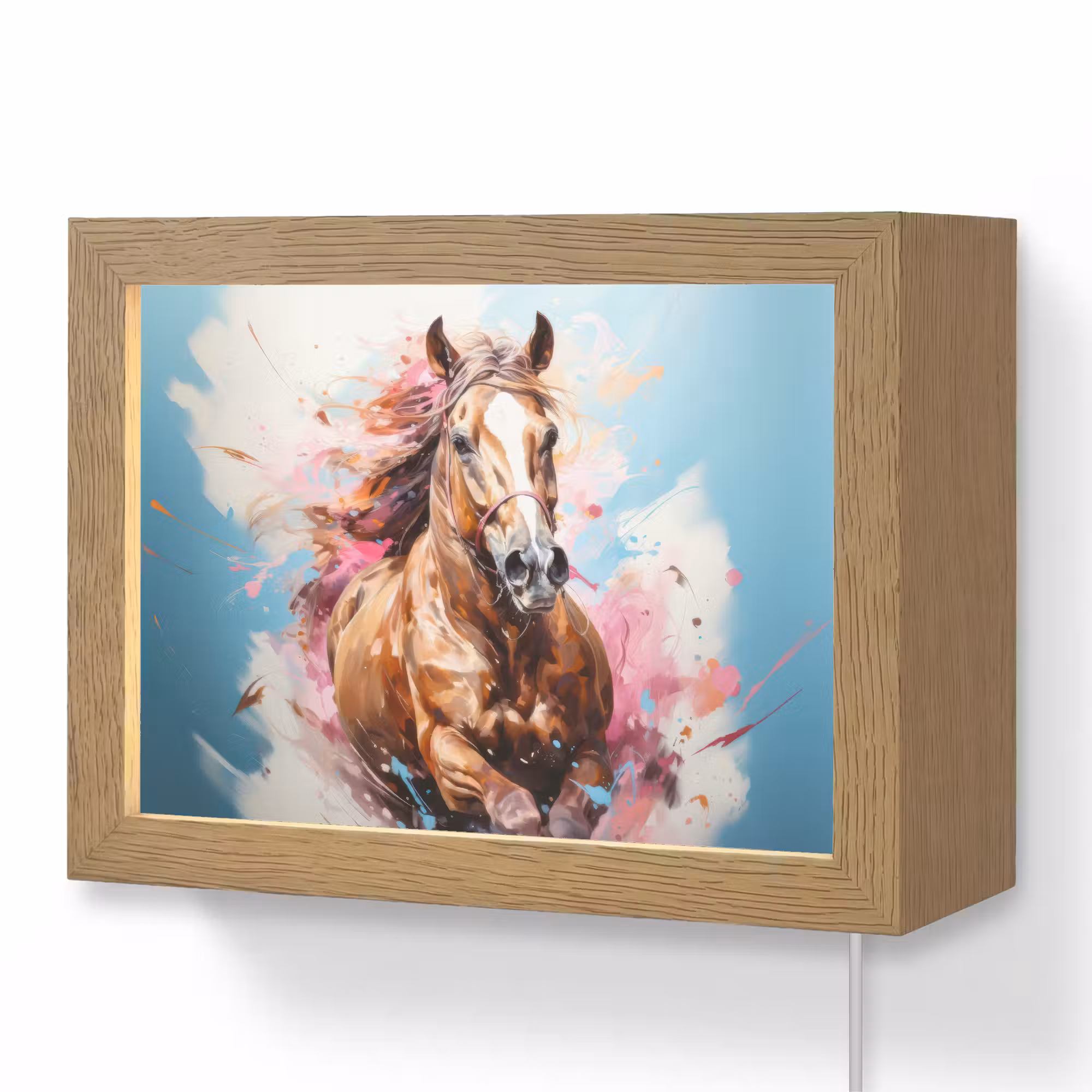 Lightbox - Wandlampe Kinderzimmer - Pferd - Mädchen - Blau - Rosa