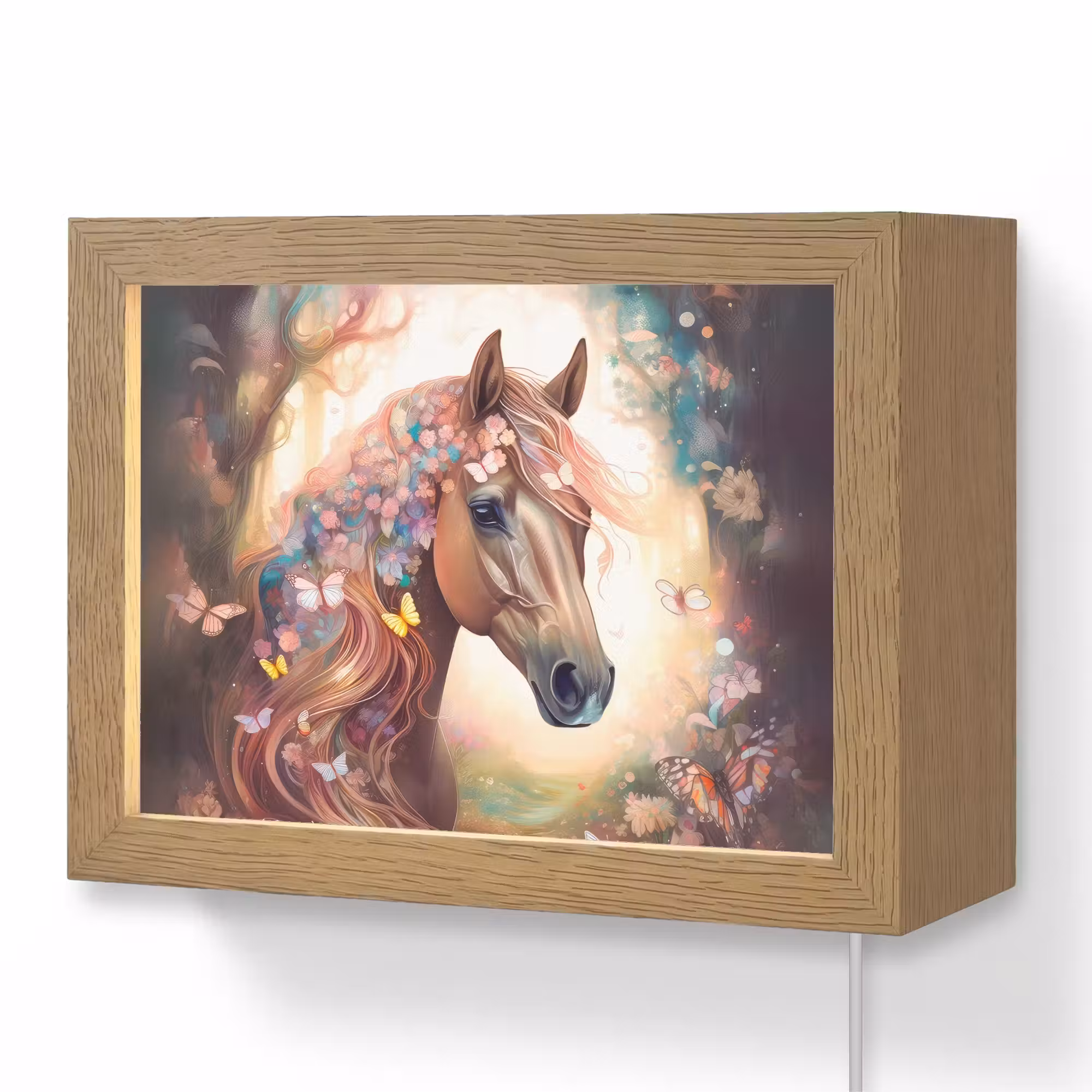 Lightbox - Wandlampe - Kinderzimmer - Pferd - Natur - Blumen - Schmetterlinge - Wald
