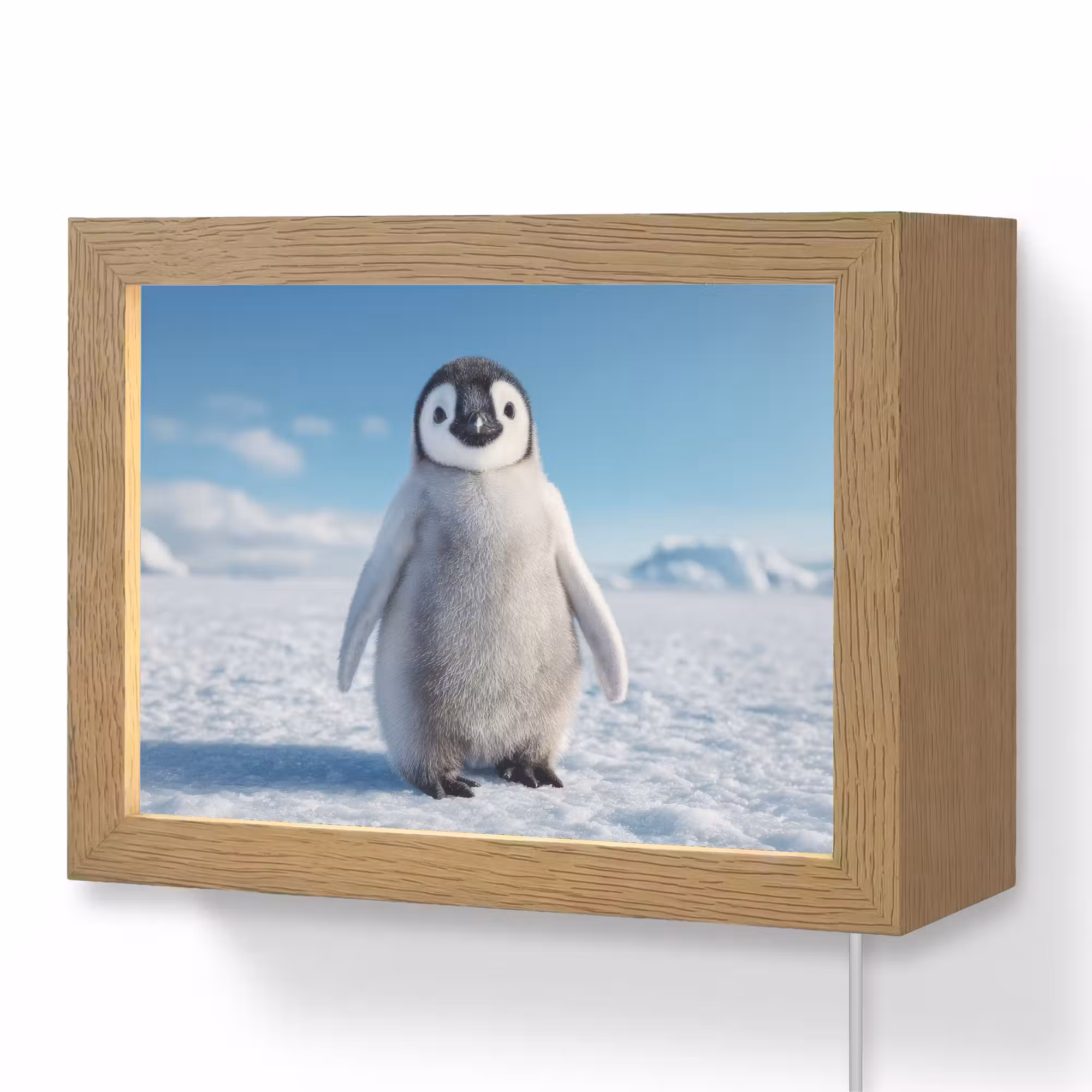 Lightbox - Wandlampe Kinderzimmer - Pinguin - Schnee - Landschaft - Weiß