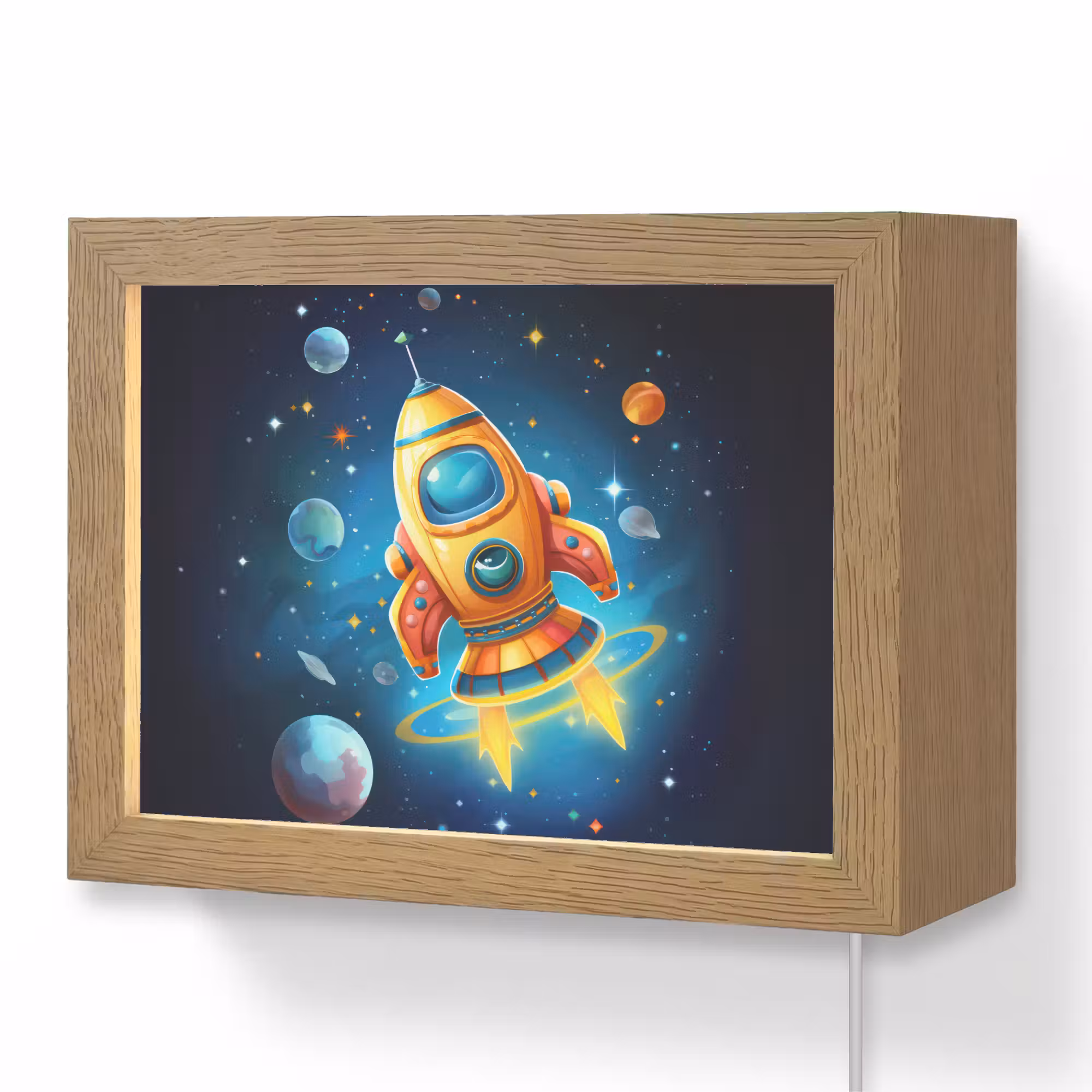 Lightbox - Wandlampe - Kinderzimmer - Rakete - Weltraum - Planeten - Kinder - Junge