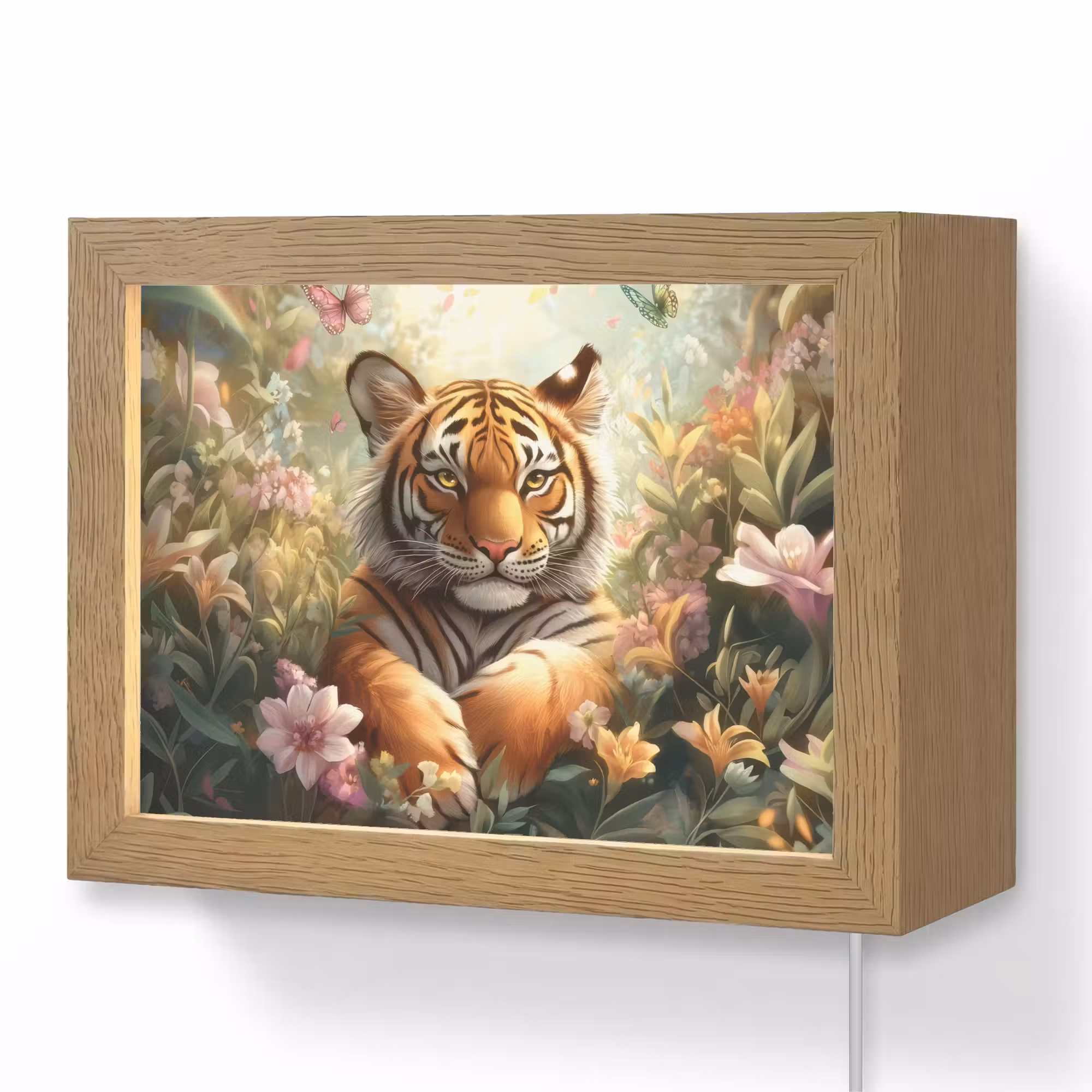 Lightbox - Wandlampe - Kinderzimmer - Tiger - Blumen - Dschungel - Tiere