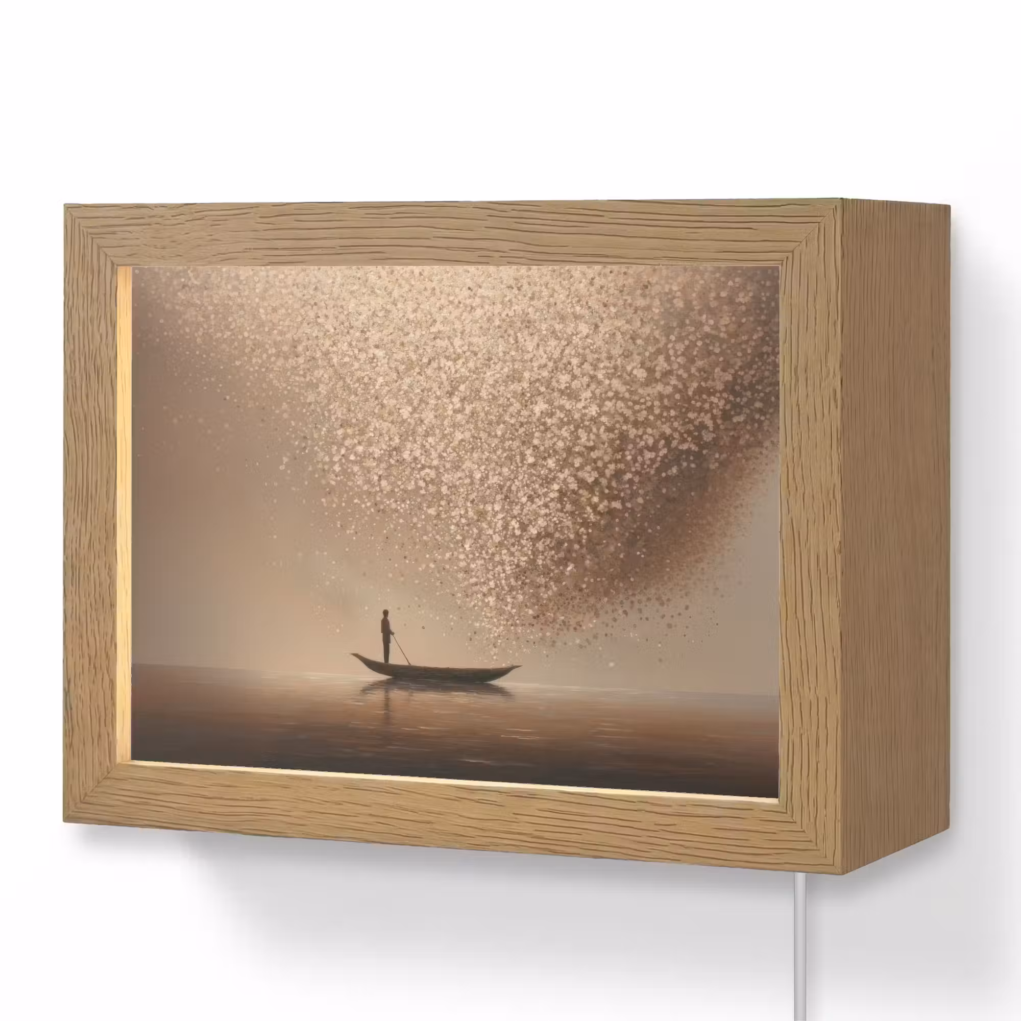 Lightbox - Wandleuchte - Boot - Blätter - Gold - Wasser