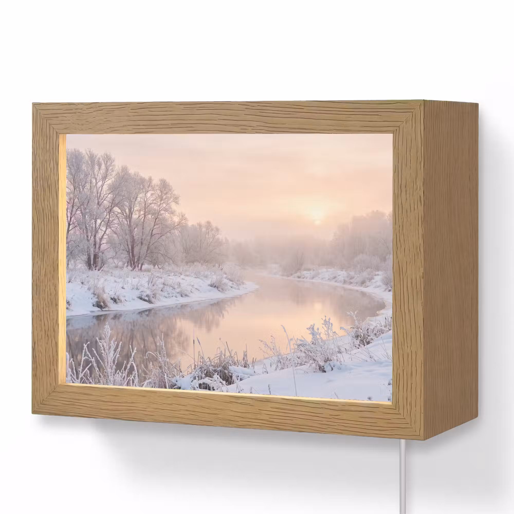 Lightbox - Wandleuchte - Fluss - Winter - Landschaft - Schnee - Sonnenaufgang