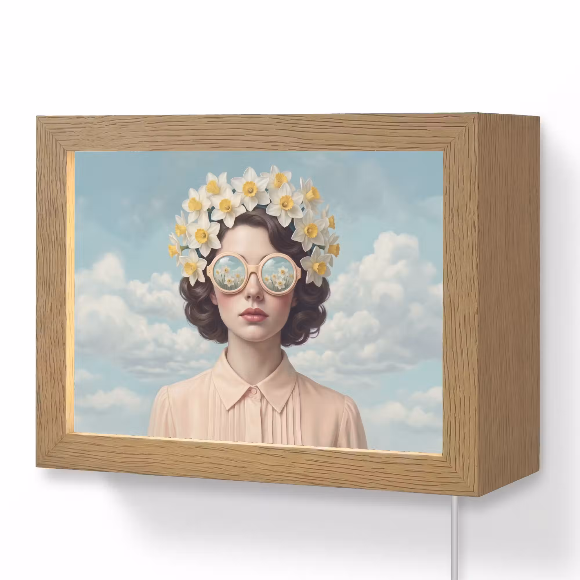 Lightbox - Wandleuchte - Frau - Narzissen - Gelb