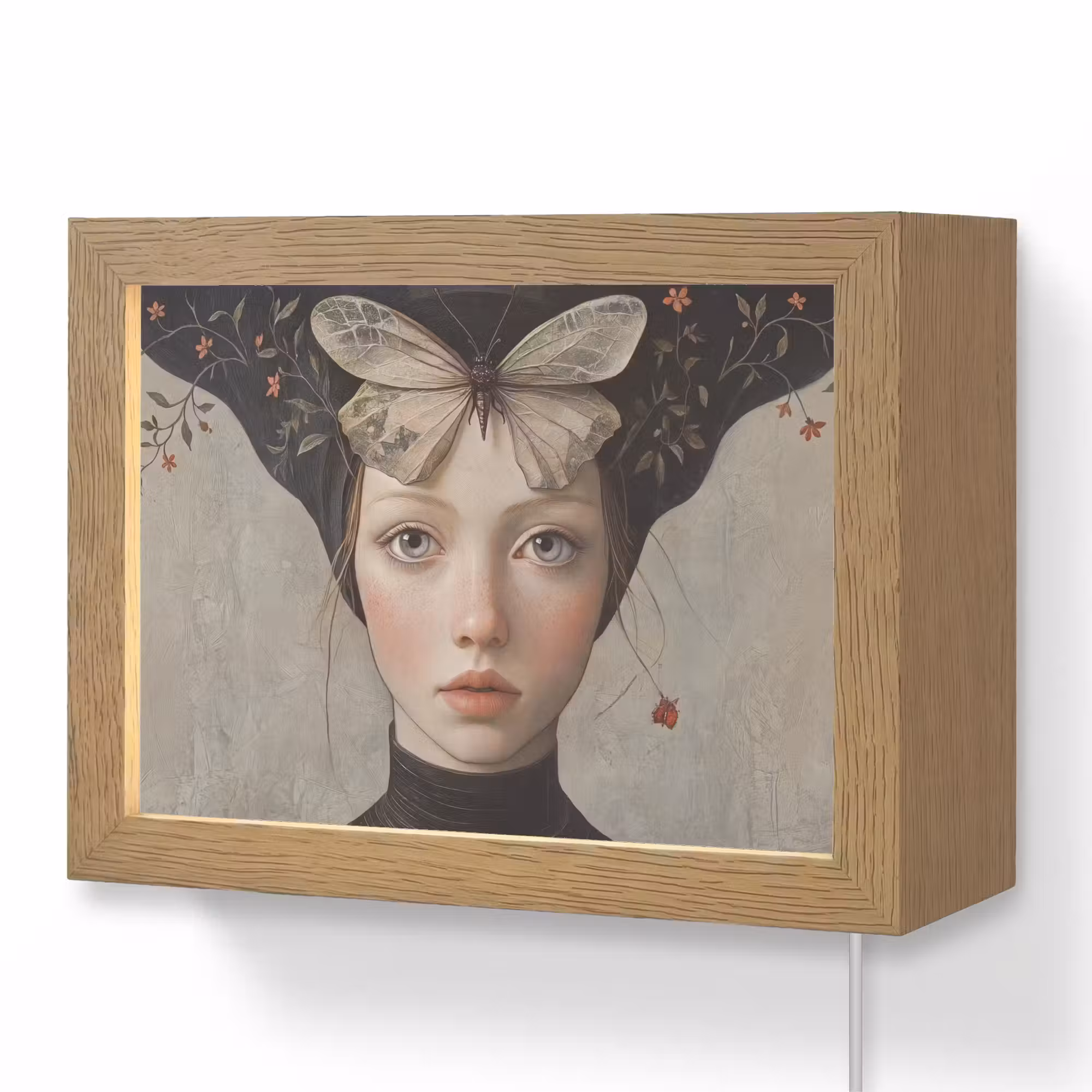 Lightbox - Wandleuchte - Frau - Schmetterling - Kunst - Klassisch - Gedämpft