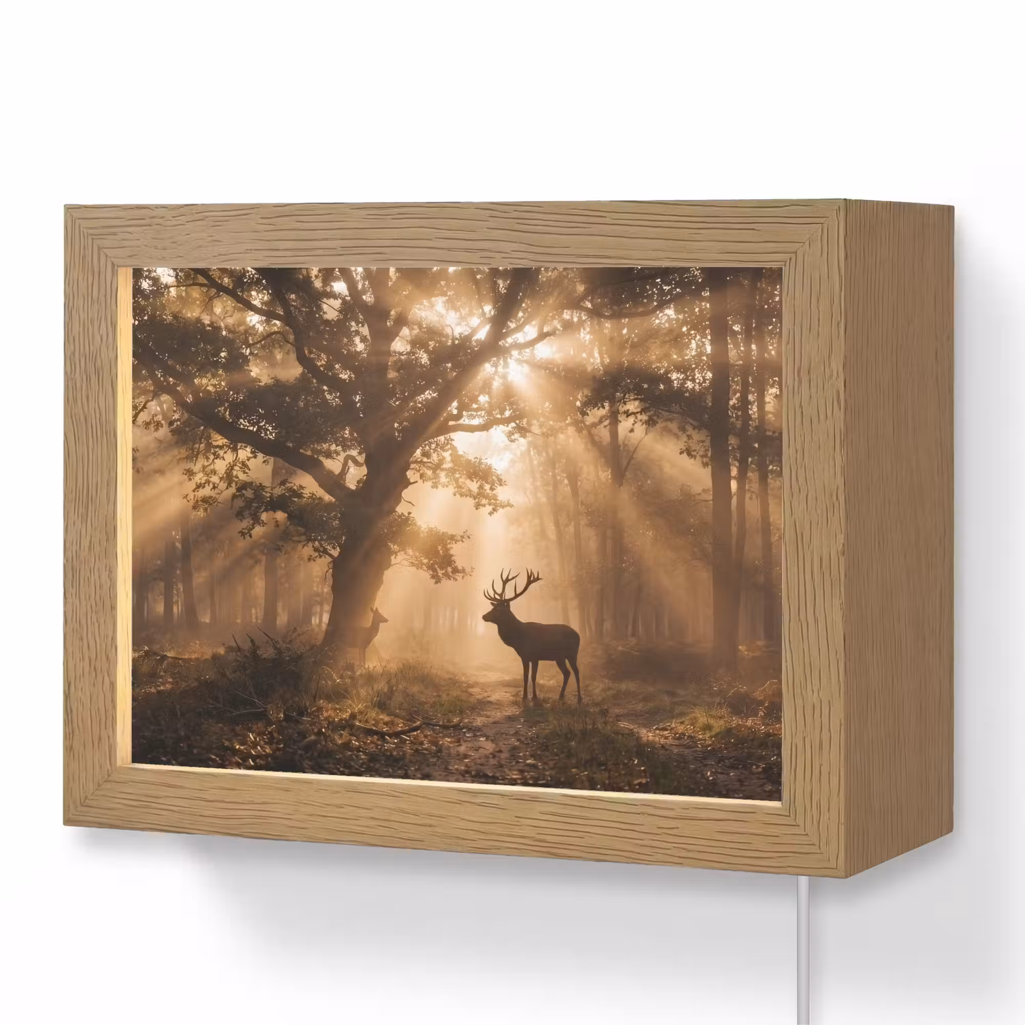 Lightbox - Wandleuchte - Hirsch - Wald - Neblig - Natur - Gold