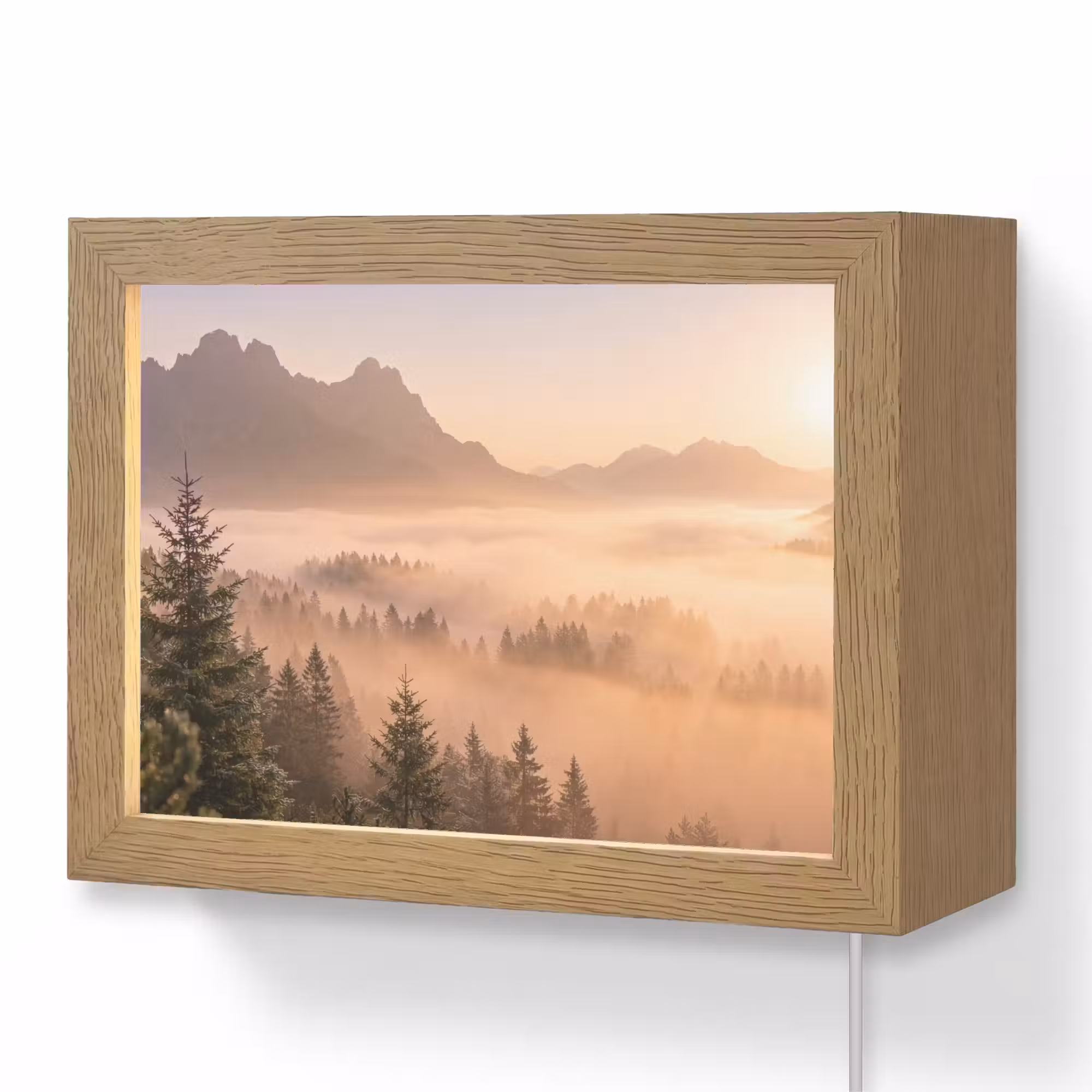 Lightbox - Wandleuchte - Sonnenlicht - Nebel - Berge - Bäume