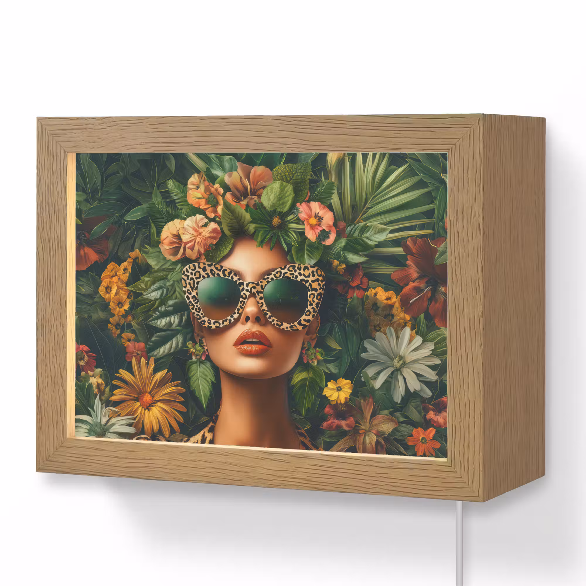 Lightbox - Wandleuchte - Frau - Pantherdruck - Dschungel - Natur - Luxus