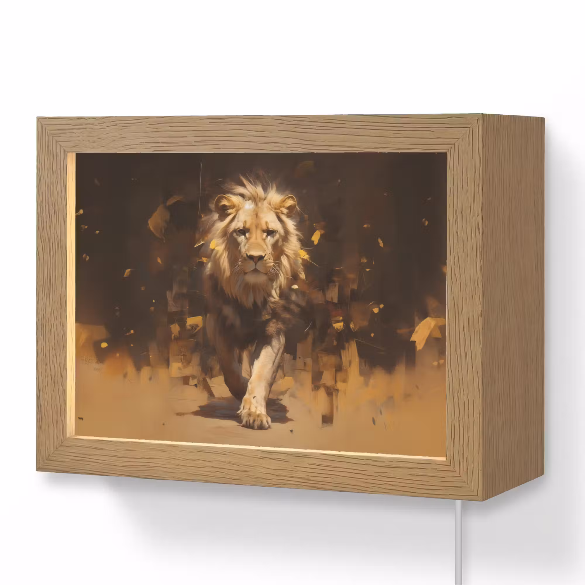 Lightbox - Wandleuchte - Löwe - Gemalt - Abstrakt - Gold