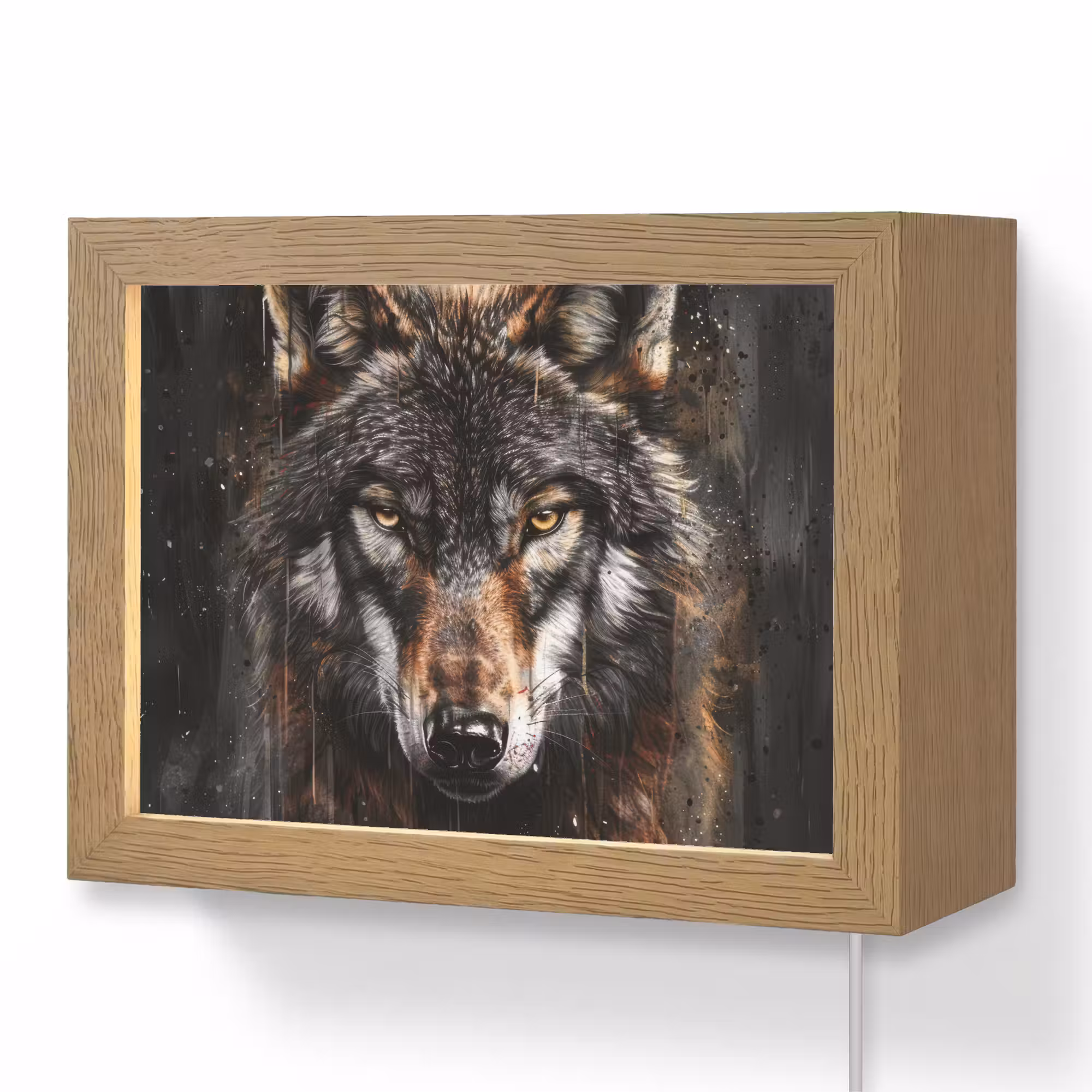 Lightbox - Wandleuchte - Tiere - Wolf - Porträt - Schwarz - Braun