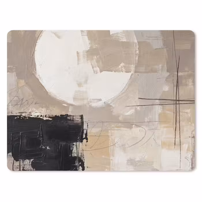 Mauspad - Abstrakt - Kreis - Modern - Beige - Schwarz - Minimalistisch