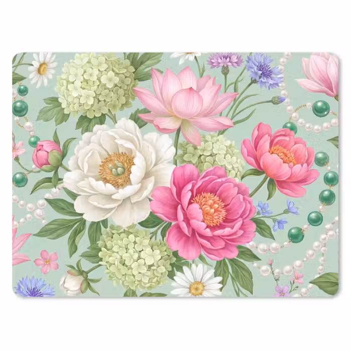 Mauspad - Blumen – Muster – Botanisch – Grün