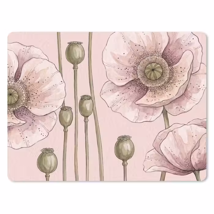 Mauspad - Blumen – Sommer – Natur – Aquarell – Rosa