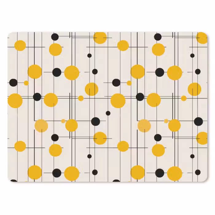 Mauspad - Geometrisch – Retro – Linien – Ockergelb – Schwarz