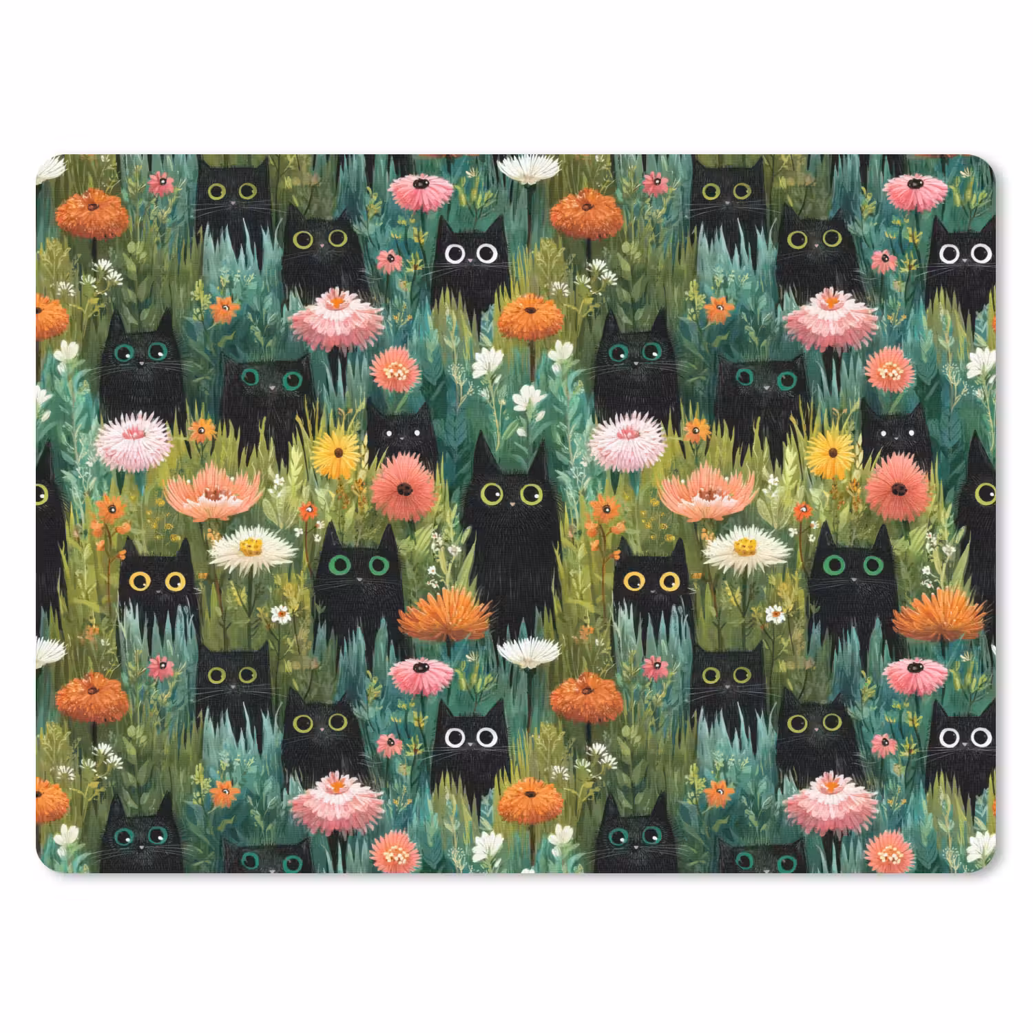 Mauspad - Katzen - Blumen - Farbenfroh
