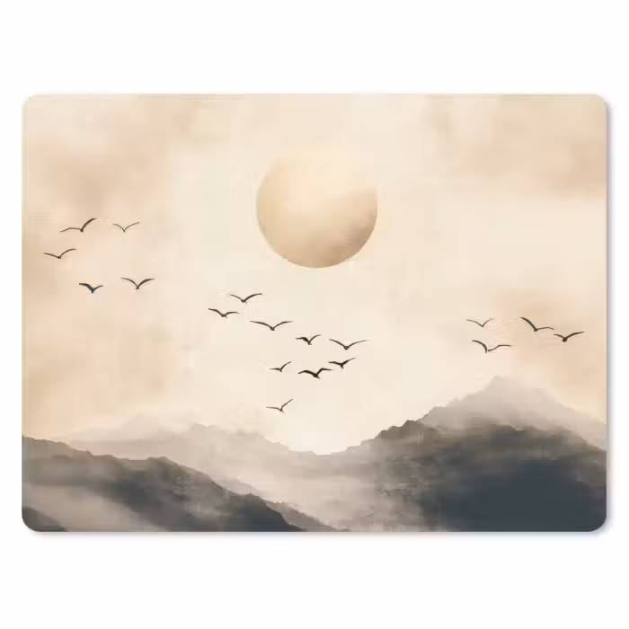 Mauspad - Landschaft - Japandi - Vogel