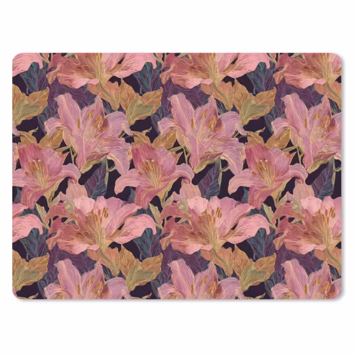 Mauspad - Lilien - Muster - Rosa - Gold