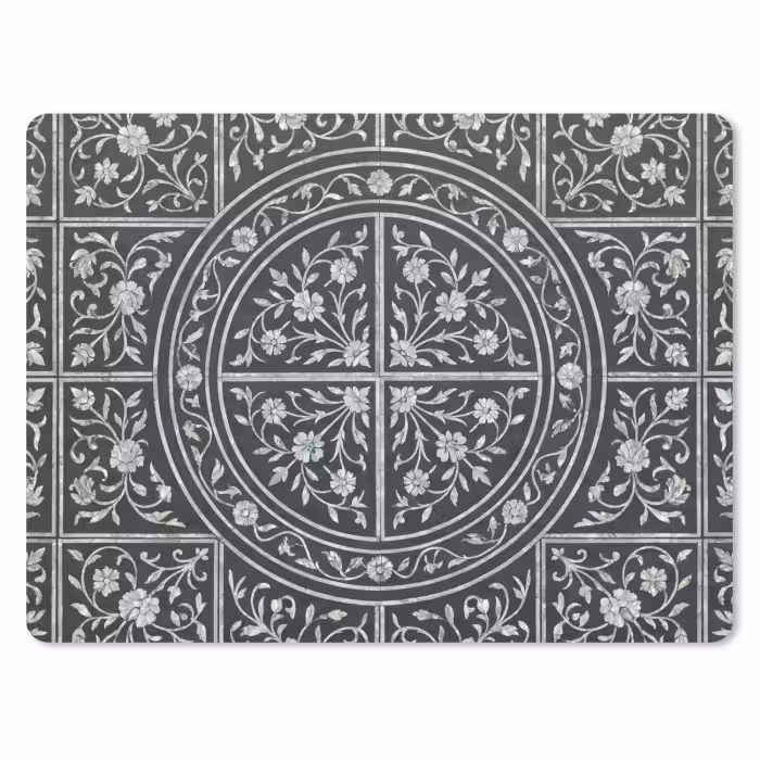 Mauspad - Muster – Blumenmotiv – Dekoration – Klassisch – Schwarz