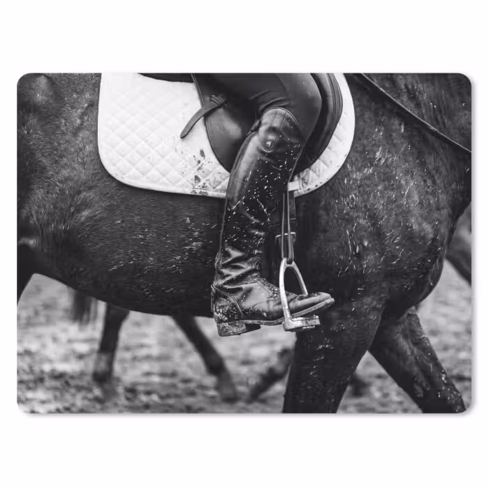 Mauspad - Pferd - Sport - Schwarz - Weiß