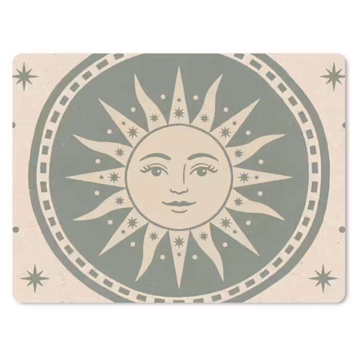 Mauspad - Sonne – Sterne – Astrologie – Vintage – Grün