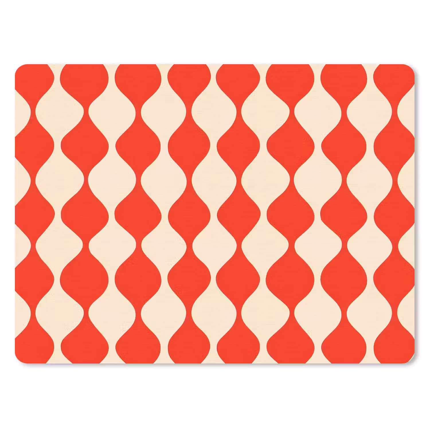 Mauspad - Wellenförmiges Muster - Retro - Rot - Beige
