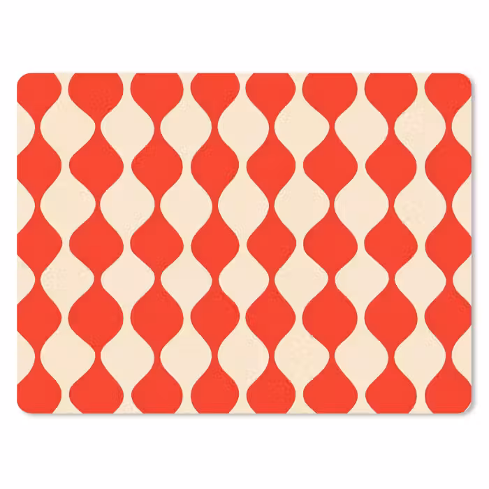 Mauspad - Wellenförmiges Muster - Retro - Rot - Beige