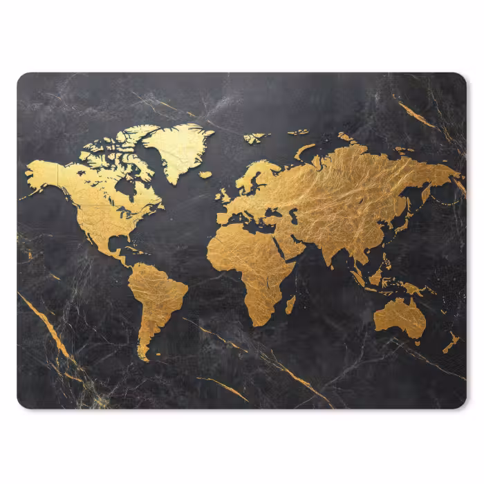 Mauspad - Weltkarte - Gold - Marmor