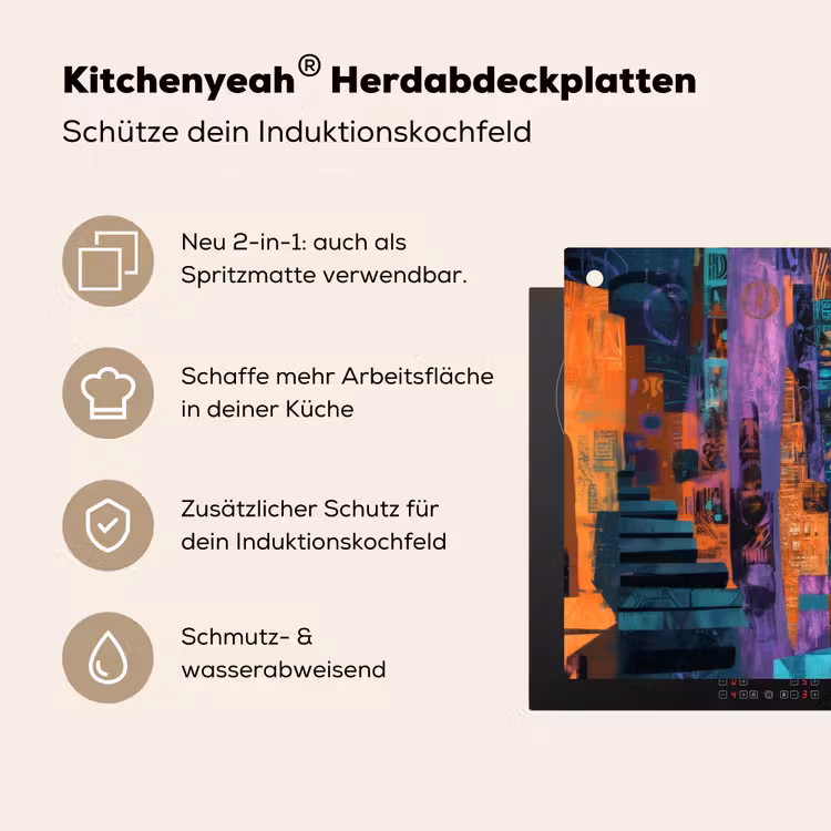 Abstract - Figuren - Kleurrijk Inductie beschemer met haakjes klein -ky-usp-de