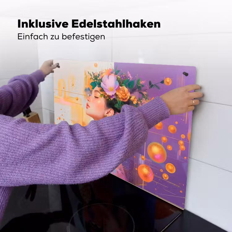 Abstract - Vrouw - Bloemenkroon - Goud Inductie beschemer met haakjes klein -ky-ophangen-de
