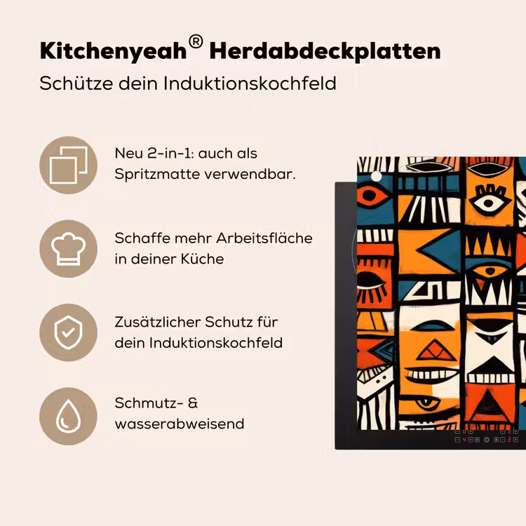 Abstract - Gezichten - Mozaïek Inductie beschemer met haakjes klein -ky-usp-de