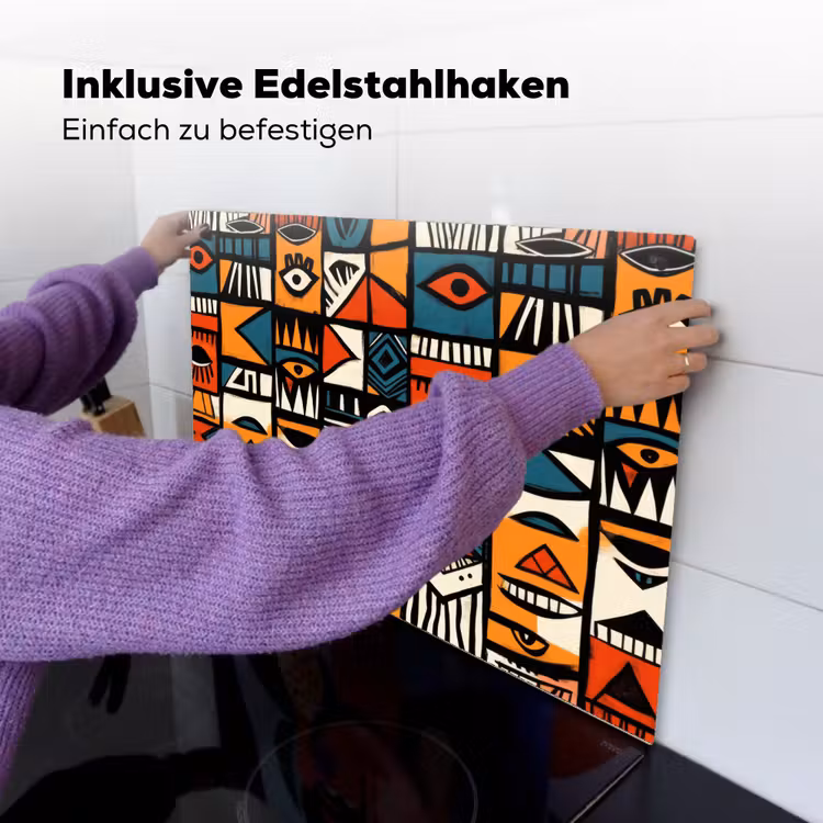 Abstract - Gezichten - Mozaïek Inductie beschemer met haakjes klein -ky-ophangen-de