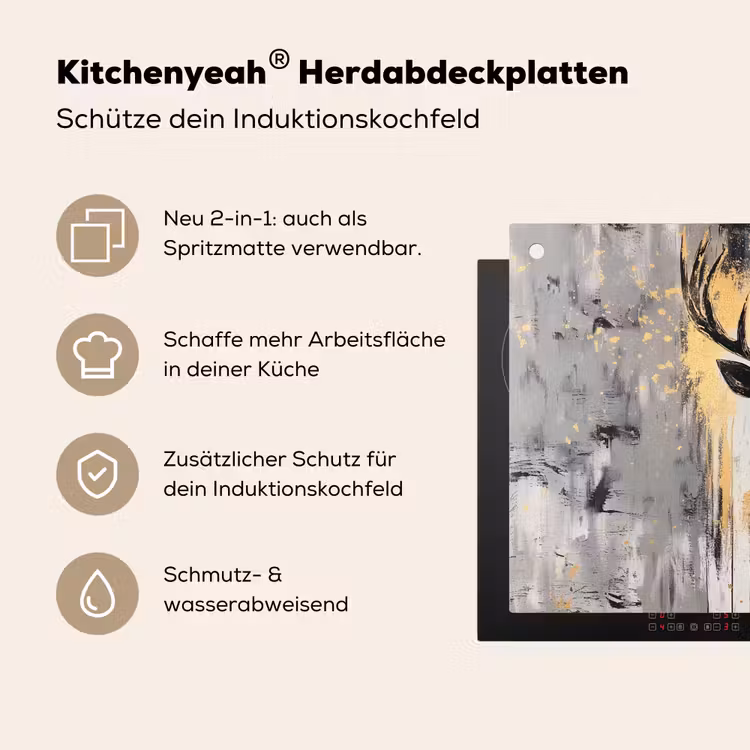 Abstract - Hert - Gewei - Goud Inductie beschemer met haakjes klein -ky-usp-de