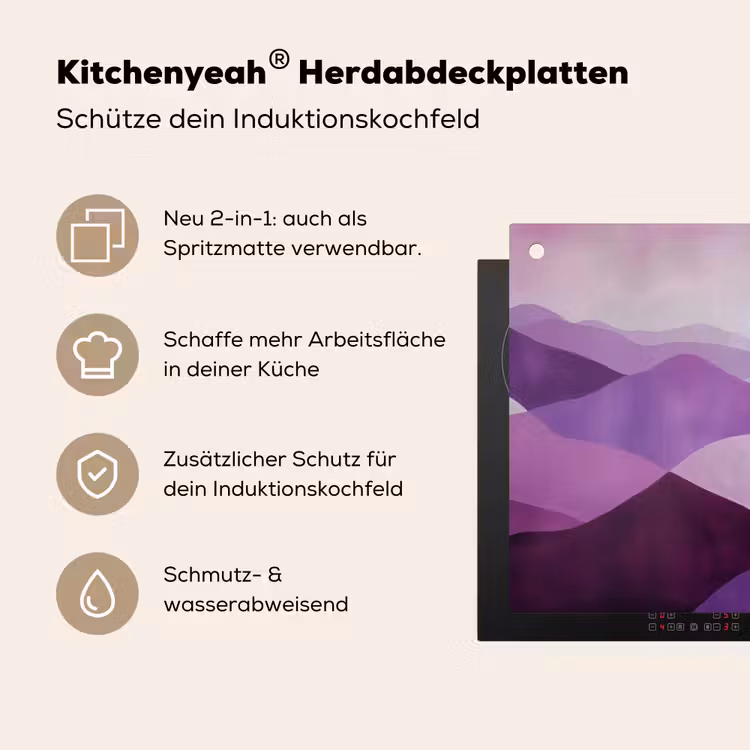 Abstract - Heuvels - Landschap - Paars Inductie beschemer met haakjes klein -ky-usp-de