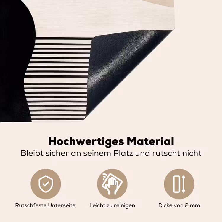 Abstract - Japandi - Beige - Modern Inductie beschemer met haakjes klein -ky-onderkant-de
