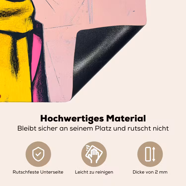 Abstract - Konijn - Sjaal - Geel Inductie beschemer met haakjes klein -ky-onderkant-de