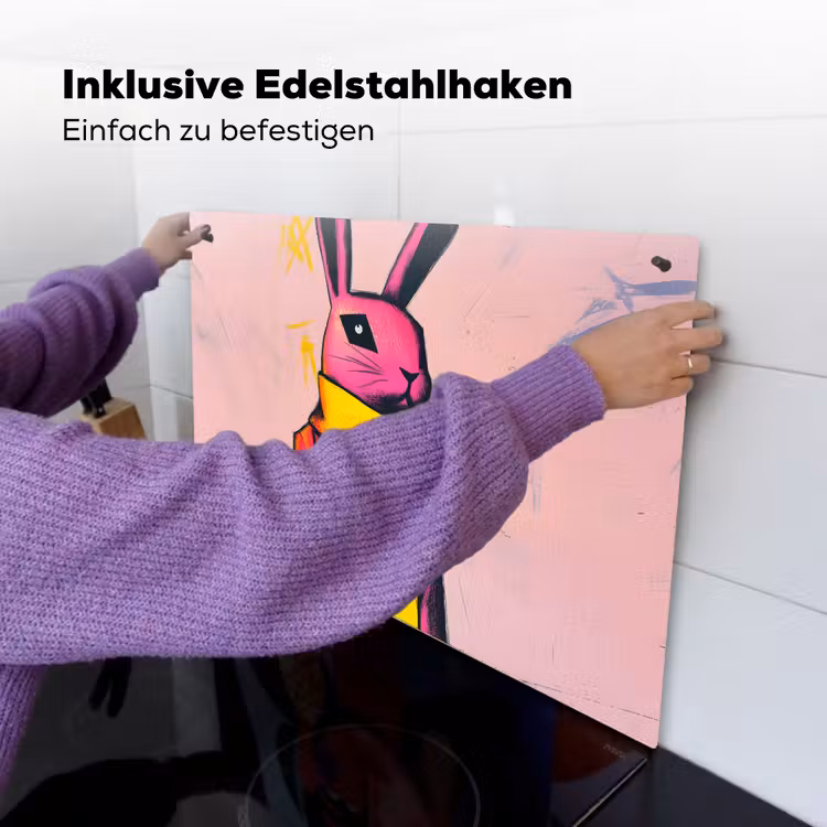 Abstract - Konijn - Sjaal - Geel Inductie beschemer met haakjes klein -ky-ophangen-de