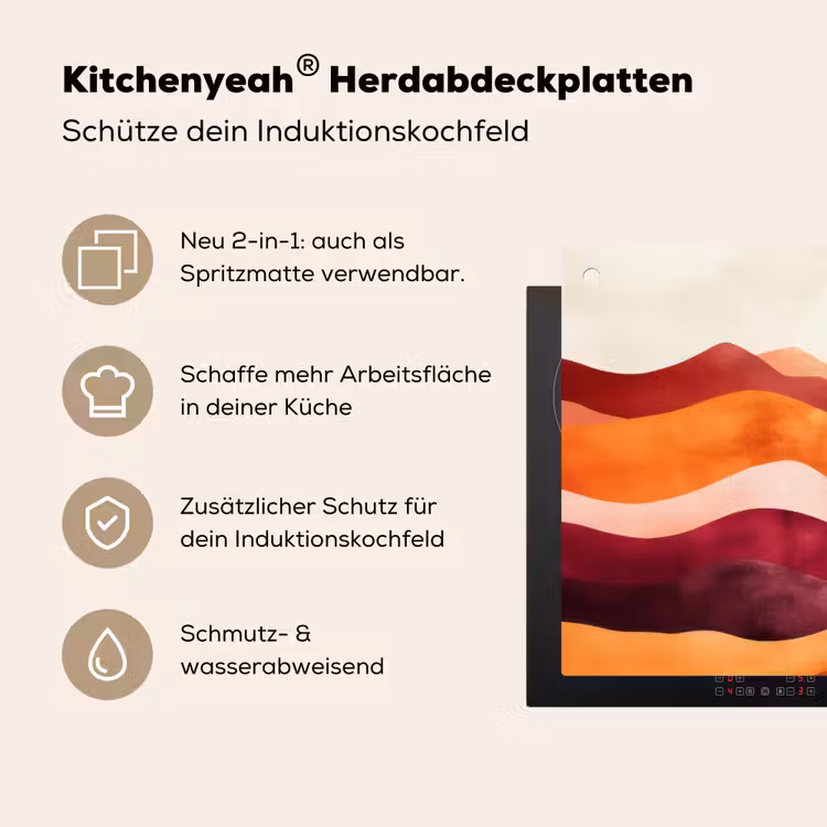 Abstract - Landschap - Golven Inductie beschemer met haakjes klein -ky-usp-de