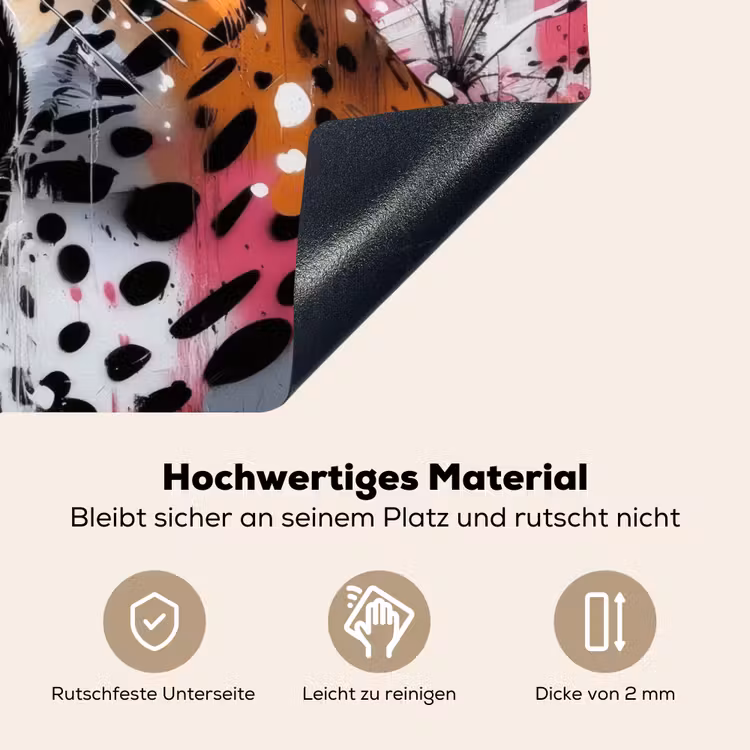Abstract - Luipaard - Kleurrijk Inductie beschemer met haakjes klein -ky-onderkant-de