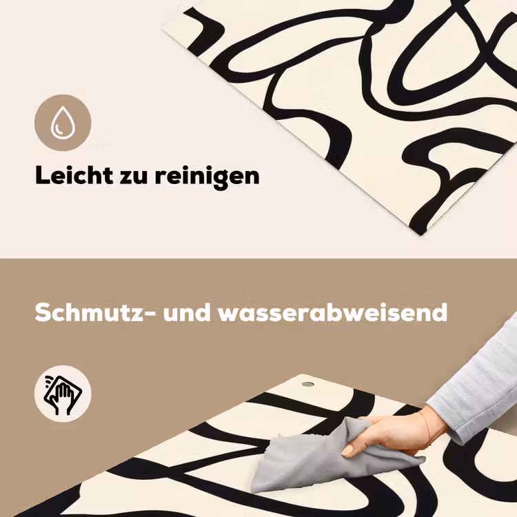 Abstract - Lijnen - Modern - Beige Inductie beschemer met haakjes klein -ky-schoon-de